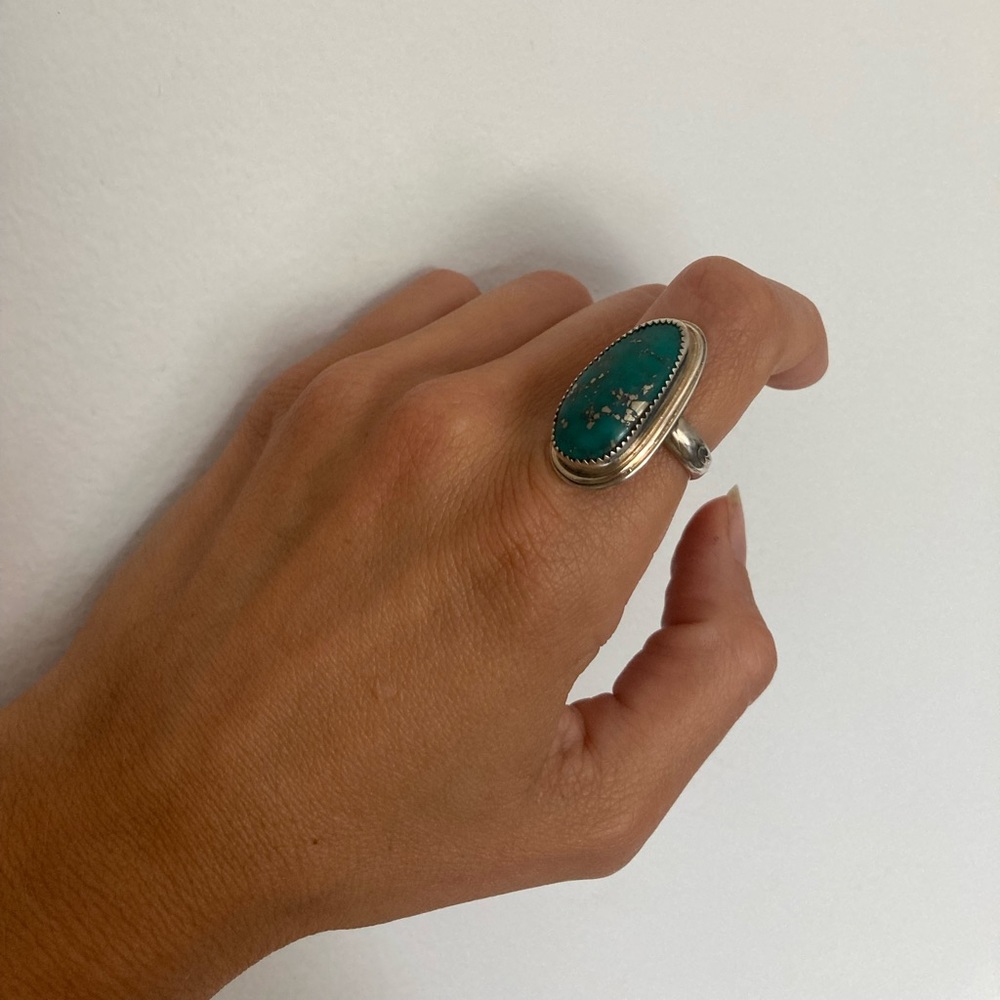 Sterling silver and turquoise large statement ring. Handmade